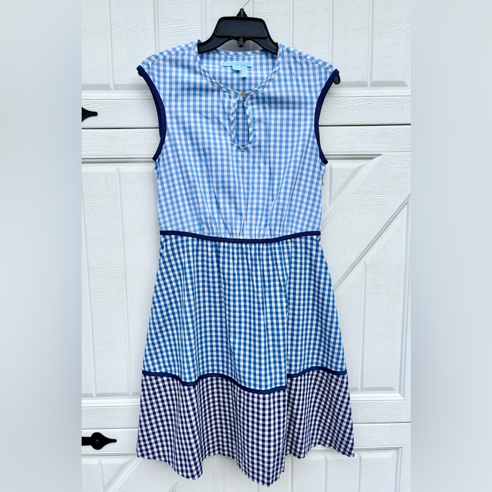 Draper James Blue Gingham Cotton Dress Pockets Size 4